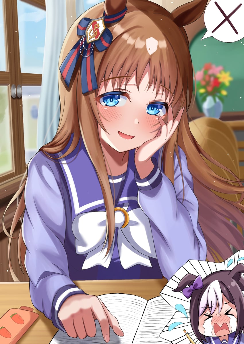 special week and grass wonder (umamusume) drawn by crouching_start
