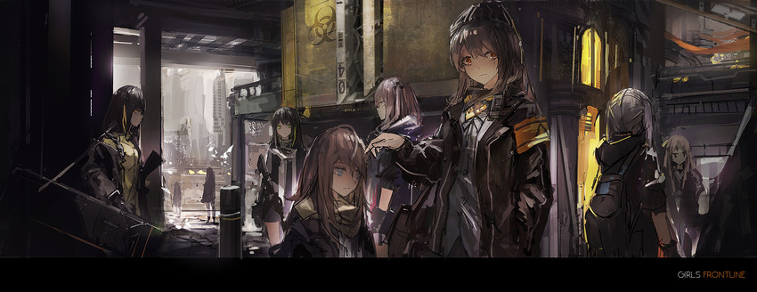 ump45, m16a1, m4a1, and st ar-15 (girls' frontline) drawn by renatus.z