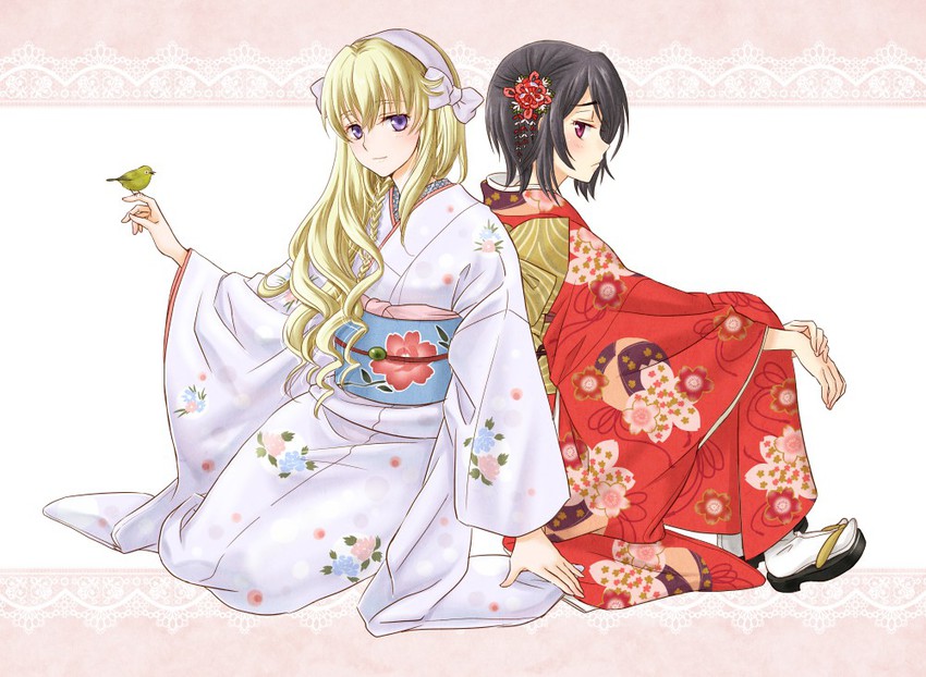 leila malcal and kousaka ayano (code geass and 1 more) drawn by komaichi
