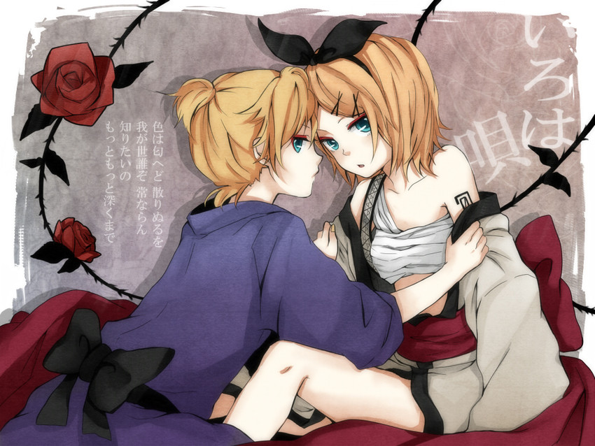 kagamine rin and kagamine len (vocaloid and 1 more) drawn by tama_(songe)
