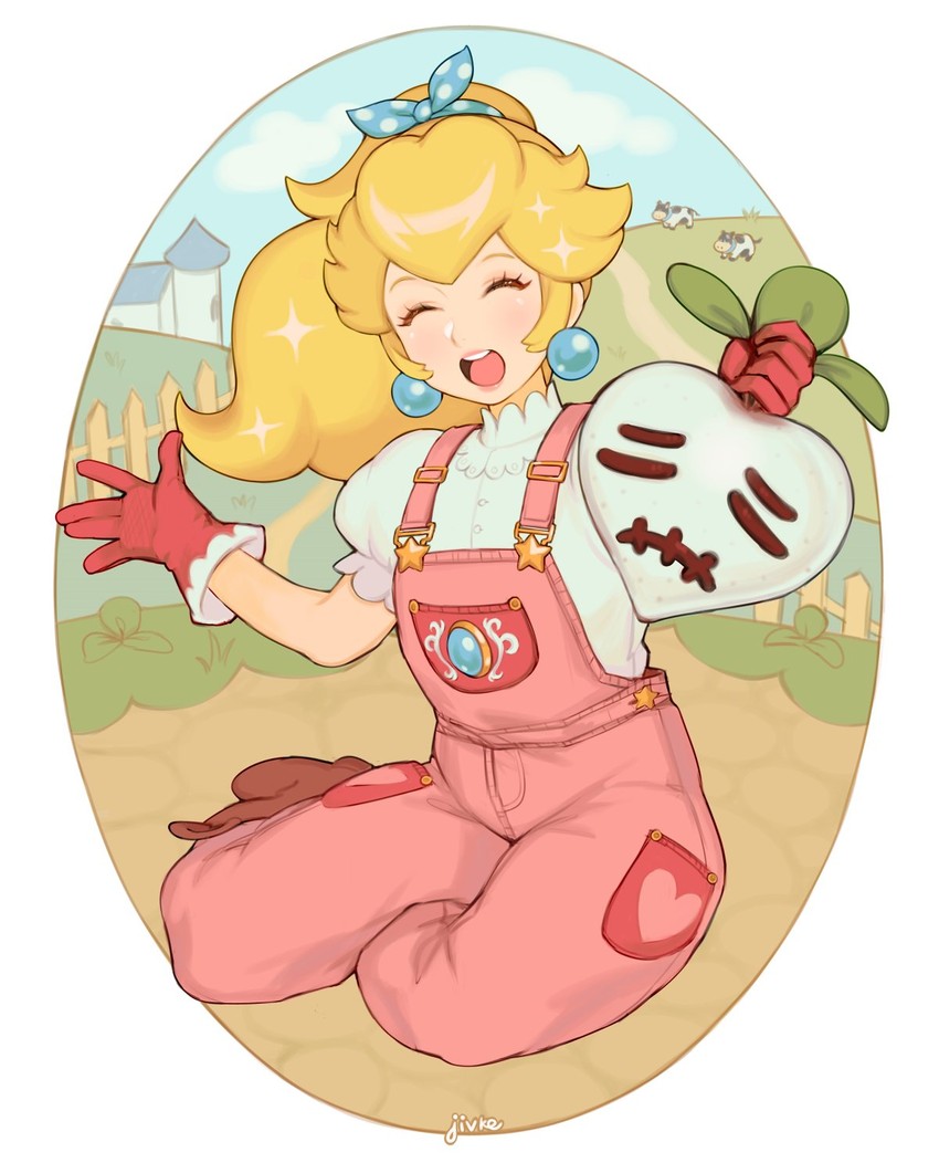 princess peach and moo moo (mario and 1 more) drawn by jivke