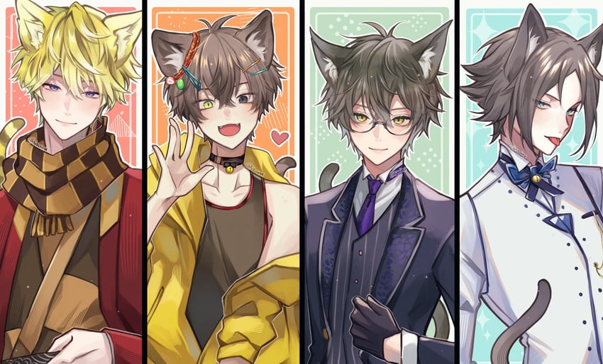 ike eveland, mysta rias, sonny brisko, and alban knox (nijisanji and 3 more) drawn by szainx