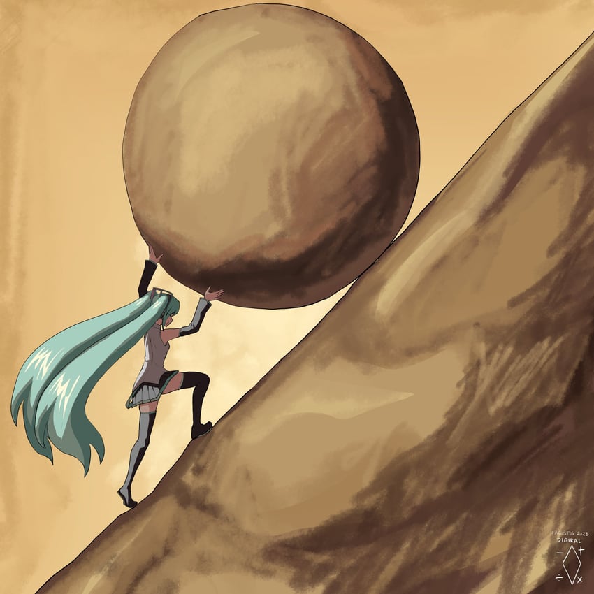 hatsune miku and sisyphus (vocaloid and 1 more) drawn by digiral