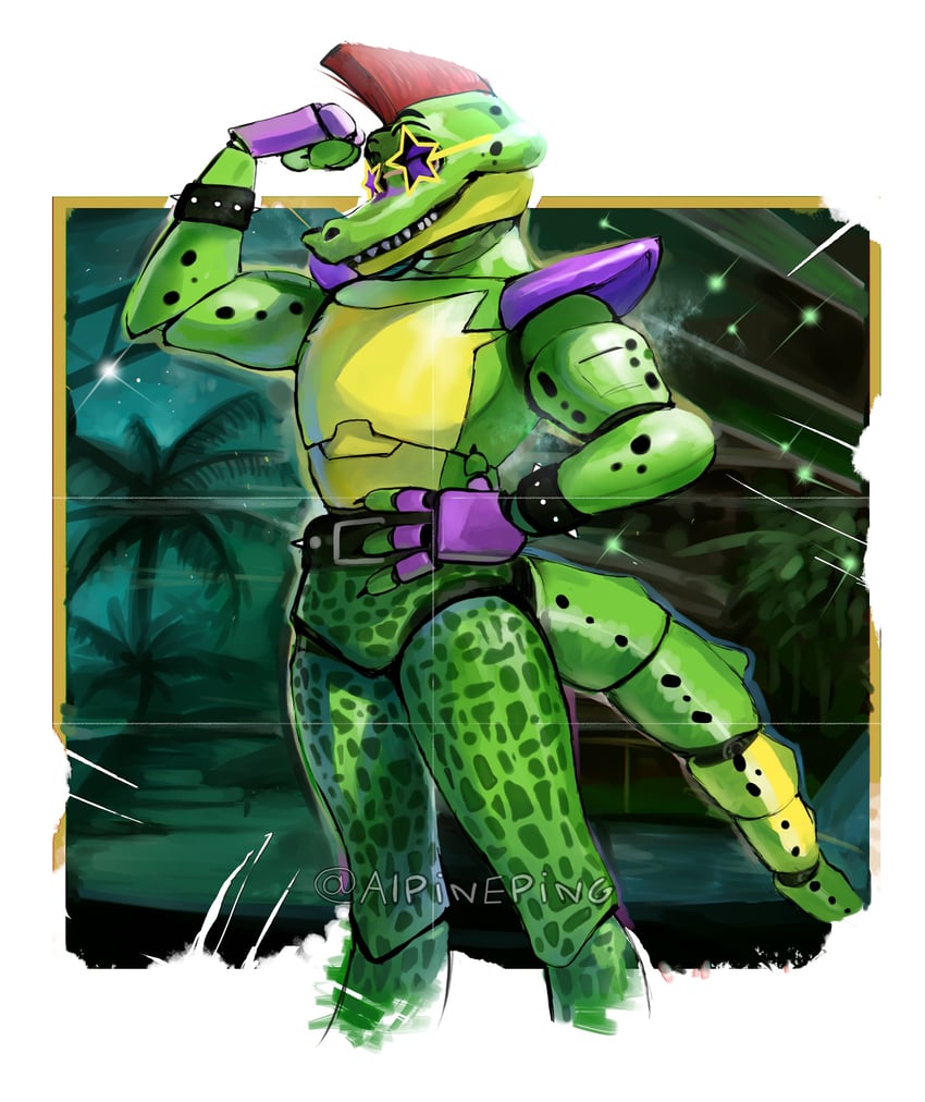 montgomery gator (five nights at freddy's and 1 more) drawn by alpineping
