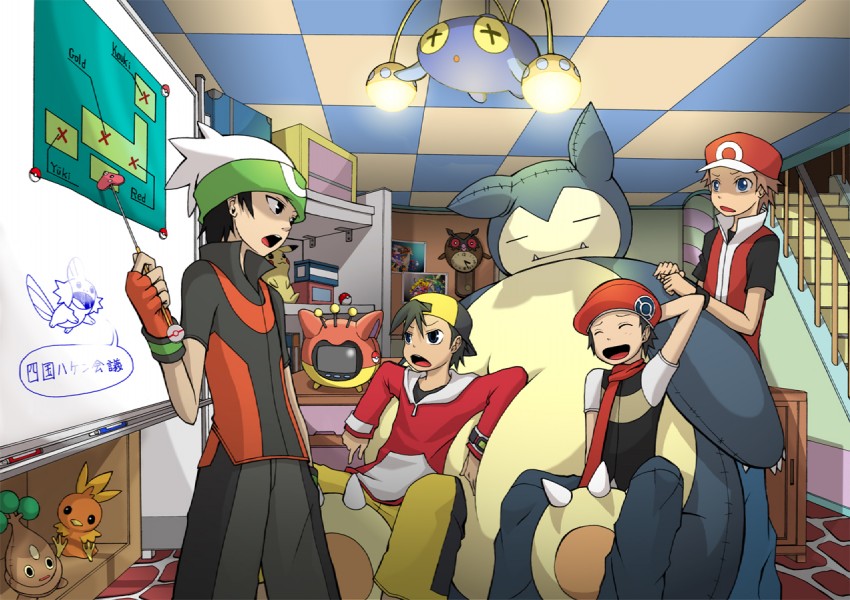 pikachu, red, ethan, brendan, torchic, and 15 more (pokemon and 5 more) drawn by magyo
