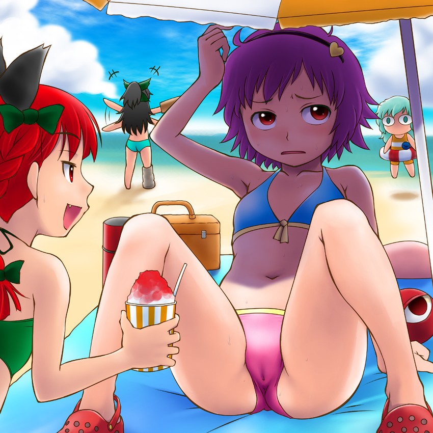 komeiji koishi, komeiji satori, kaenbyou rin, and reiuji utsuho (touhou) drawn by houman