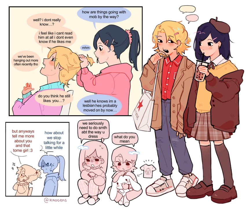 cinnamoroll, hanazawa teruki, and takane tsubomi (sanrio and 2 more) drawn by kaogens