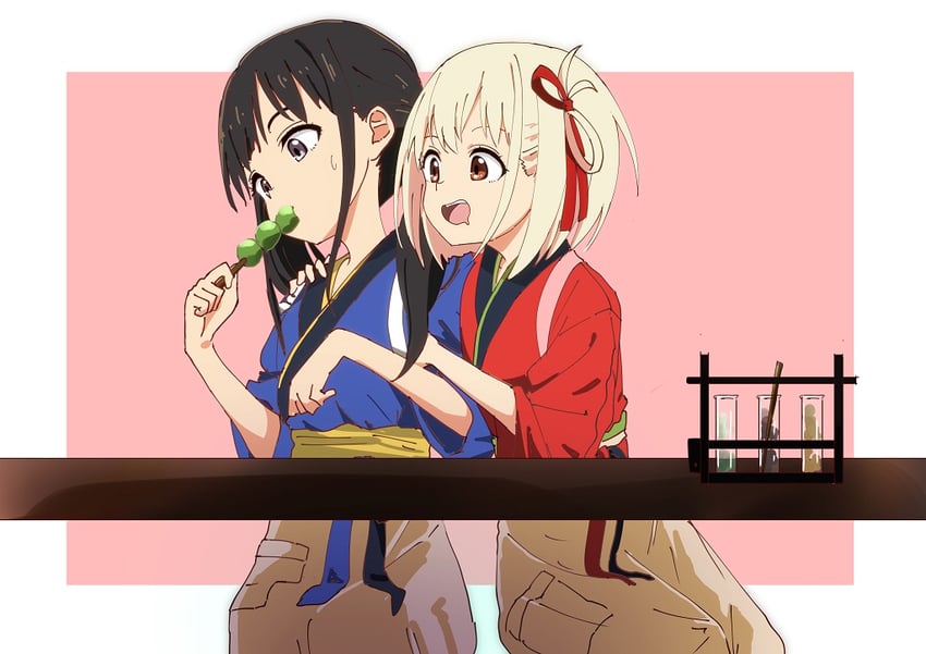 nishikigi chisato and inoue takina (lycoris recoil) drawn by ryuuma_(norinori_taruto)