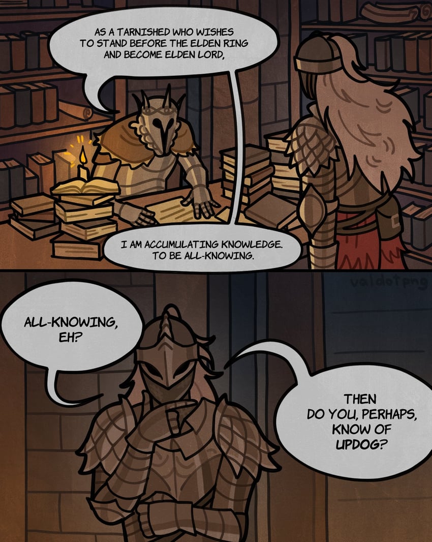 tarnished, bloody wolf, and gideon ofnir (elden ring) drawn by valdotpng