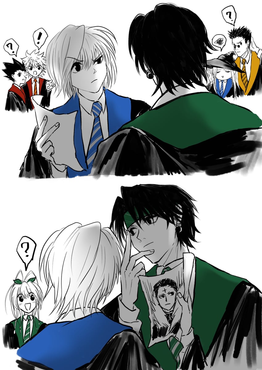killua zoldyck, kurapika, gon freecss, chrollo lucilfer, leorio paladiknight, and 1 more (hunter x hunter and 2 more) drawn by catrinrinrin2