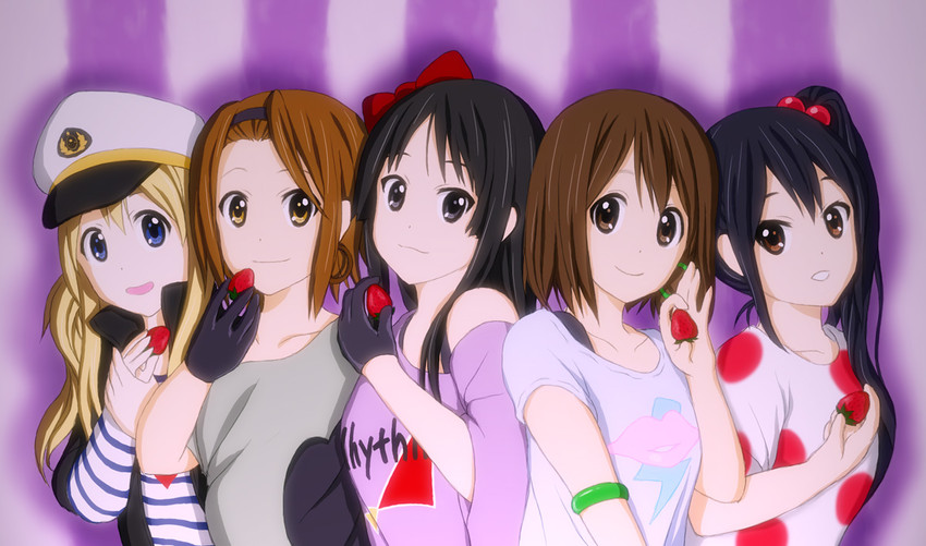akiyama mio, nakano azusa, hirasawa yui, tainaka ritsu, and kotobuki tsumugi (k-on!) drawn by karinyuu_buin