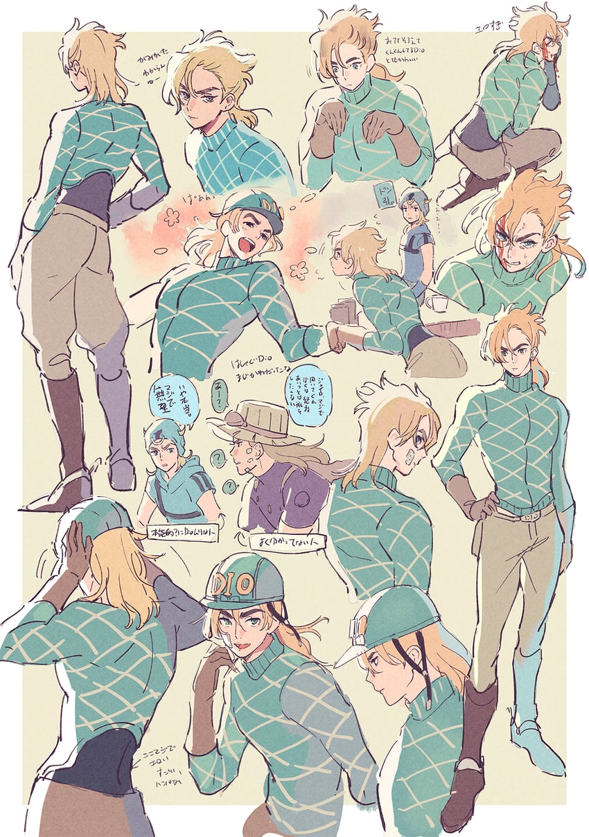 johnny joestar, gyro zeppeli, diego brando, and scary monsters (jojo no kimyou na bouken and 1 more) drawn by namihaya