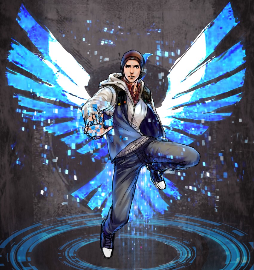 delsin rowe (infamous and 1 more) drawn by anderain