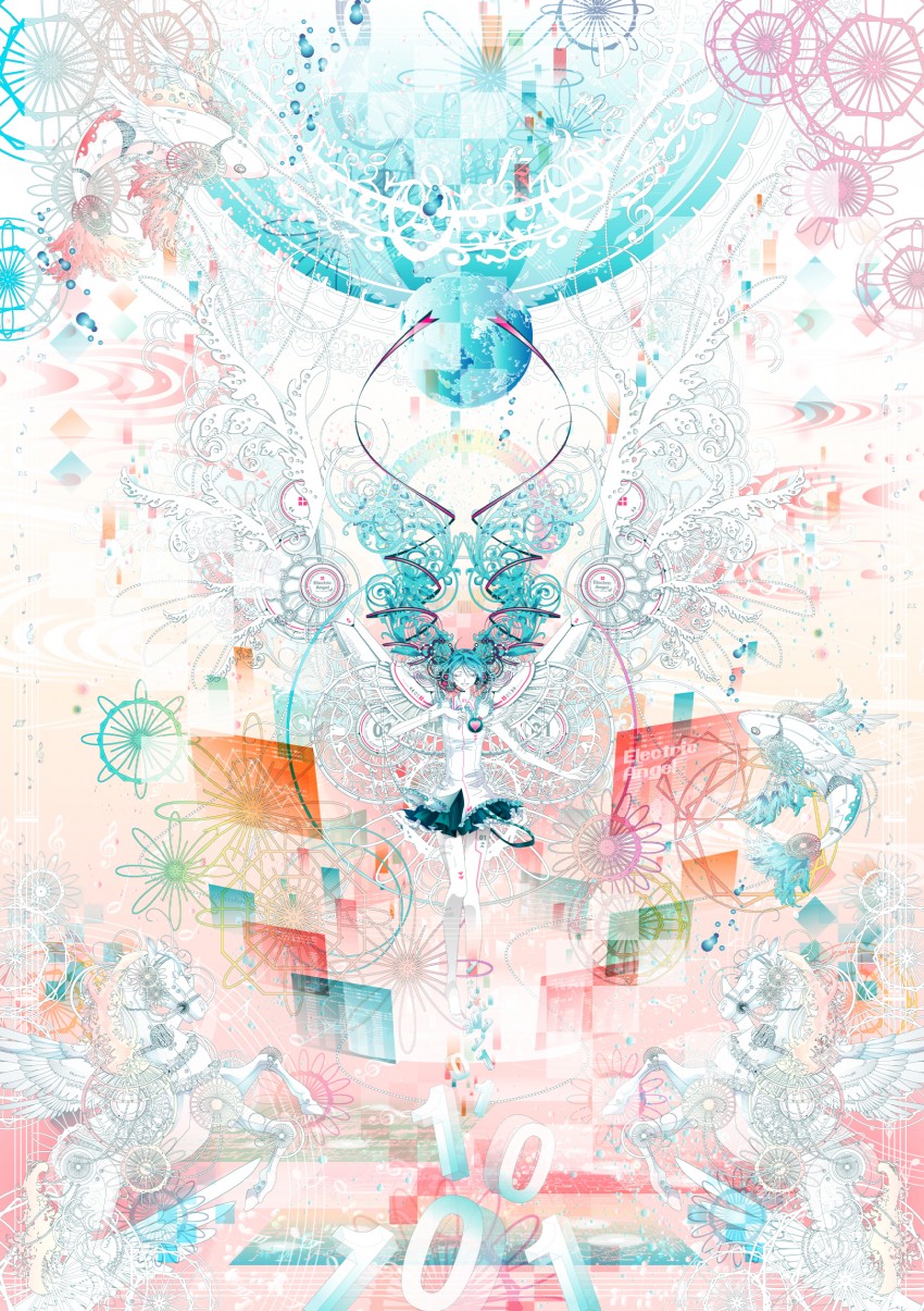 hatsune miku (vocaloid and 1 more) drawn by haruichi_(haru123)