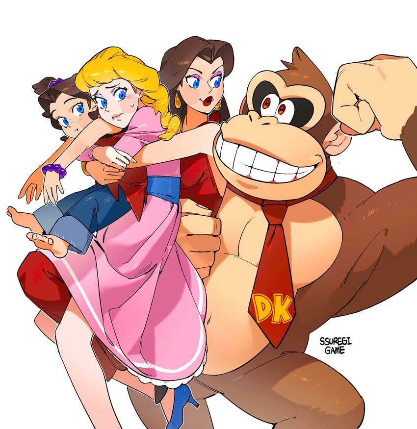 donkey kong and pauline (mario and 2 more) drawn by ssuregigame