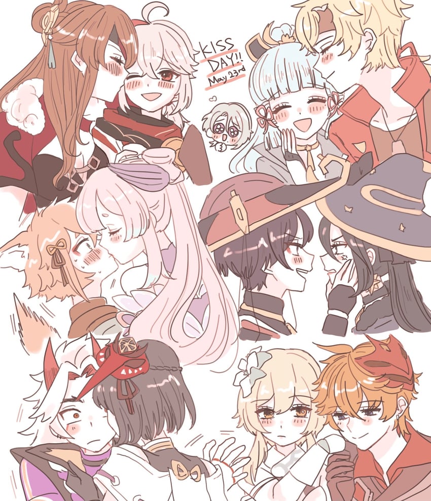 lumine, scaramouche, mona, kamisato ayaka, tartaglia, and 8 more (genshin impact) drawn by cocotsuko1204