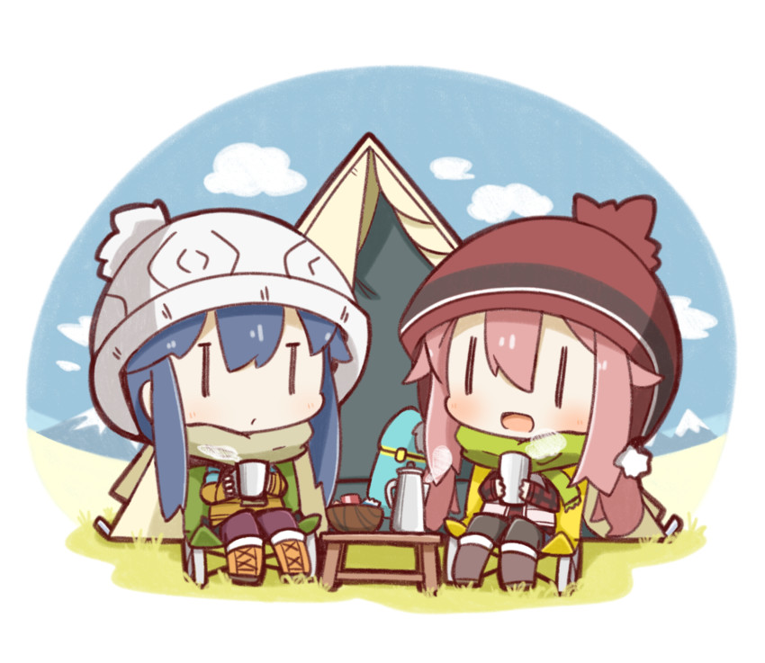 shima rin and kagamihara nadeshiko (yurucamp) drawn by nuu_(nu-nyu)