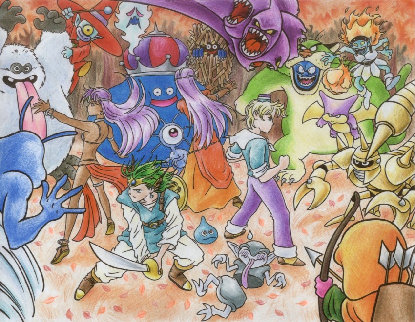 slime, manya, minea, hero, king slime, and 14 more (dragon quest and 1 more) drawn by icecypher