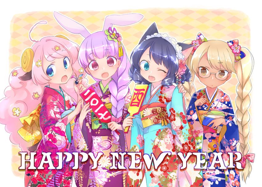 cyan, retoree, chuchu, and moa (show by rock!!) drawn by kyuuri_(miyako)