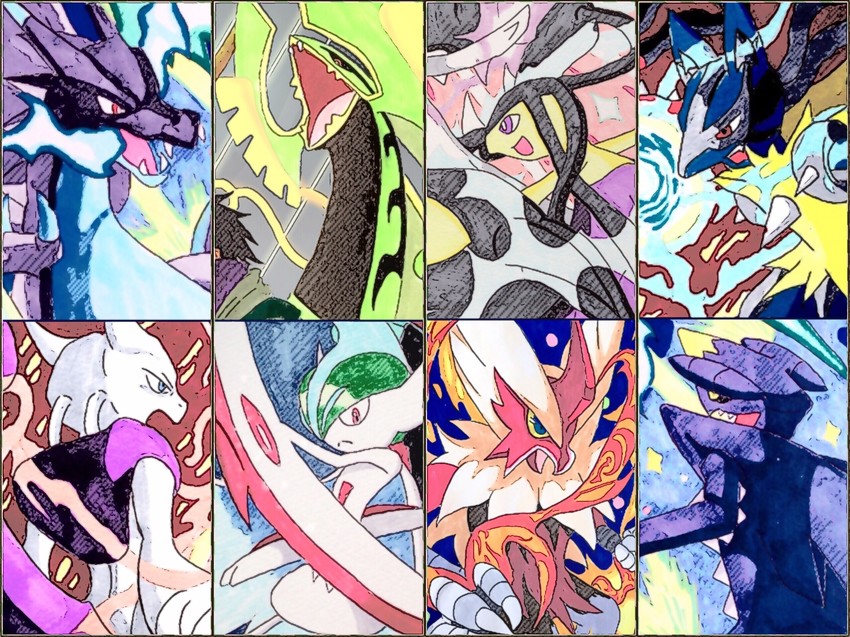 charizard, lucario, garchomp, gallade, mawile, and 11 more (pokemon) drawn by amun