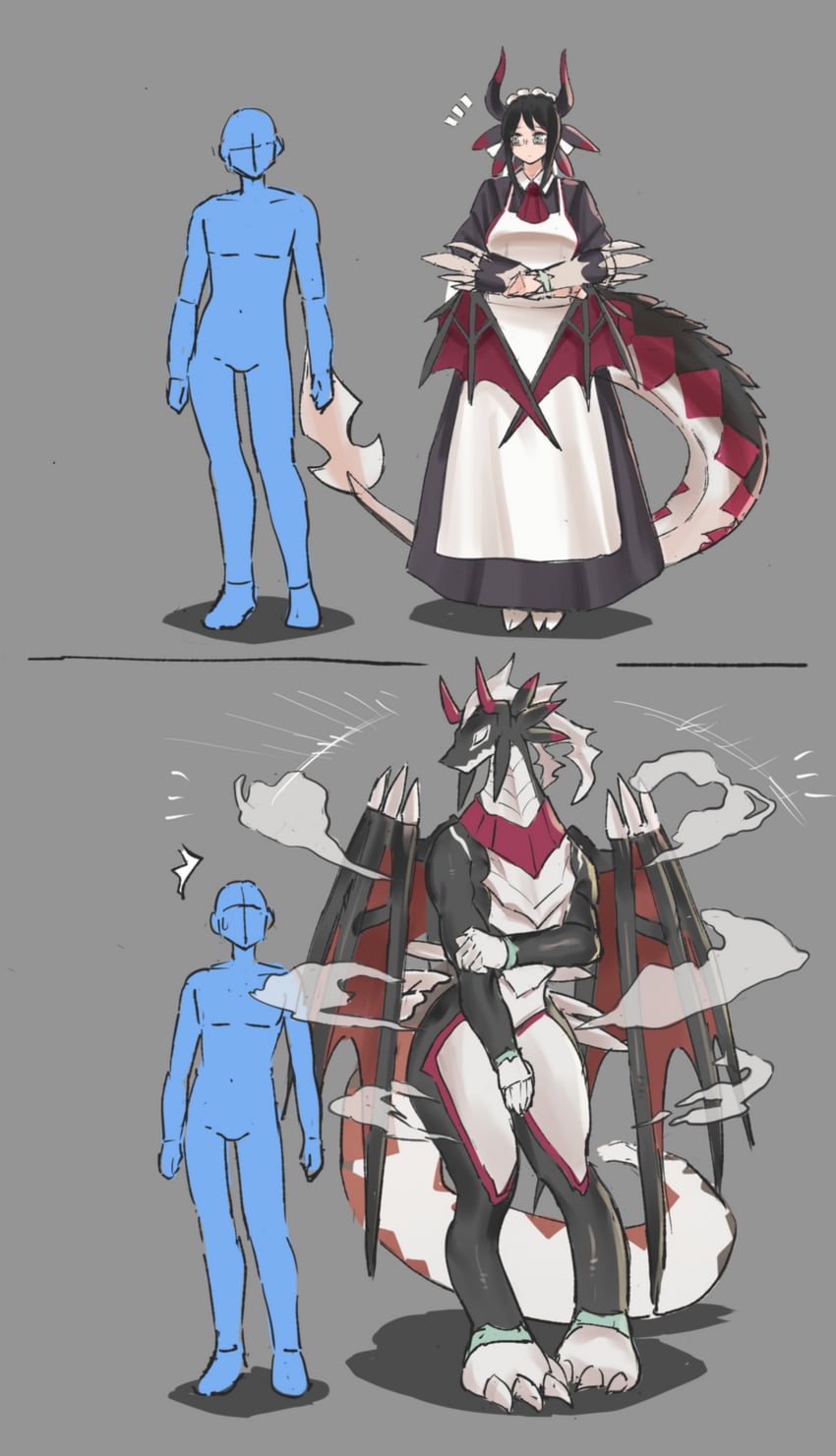 house dragonmaid and dragonmaid sheou (yu-gi-oh!) drawn by dougaku_(passionpit777)