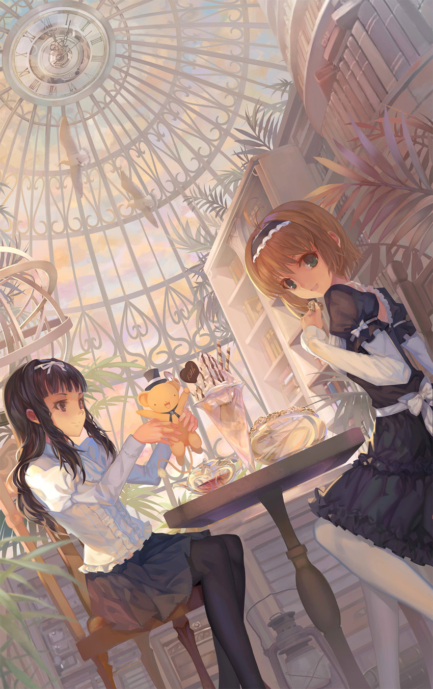 kinomoto sakura, kero, and daidouji tomoyo (cardcaptor sakura) drawn by paku