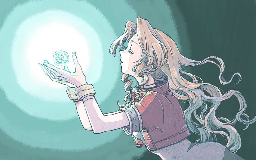 aerith gainsborough (final fantasy and 1 more) drawn by michibata_65