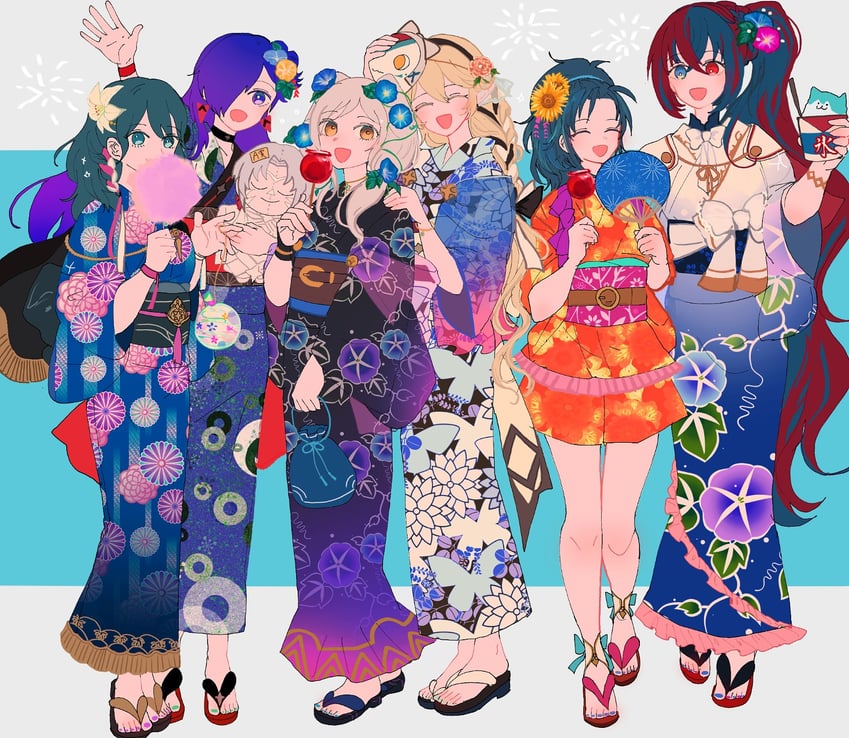 female byleth, female corrin, female robin, female alear, female shez, and 4 more (fire emblem and 6 more) drawn by sasaki_(dkenpisss)