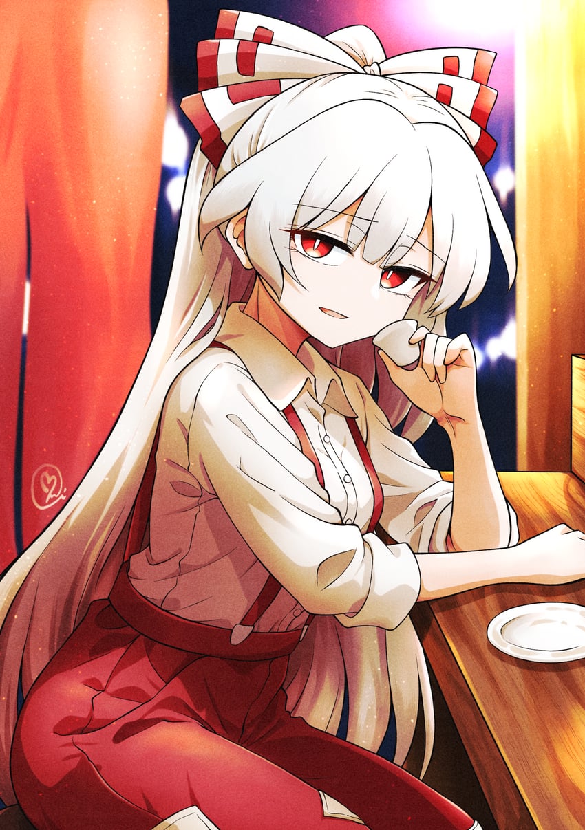 fujiwara no mokou (touhou) drawn by scavia10