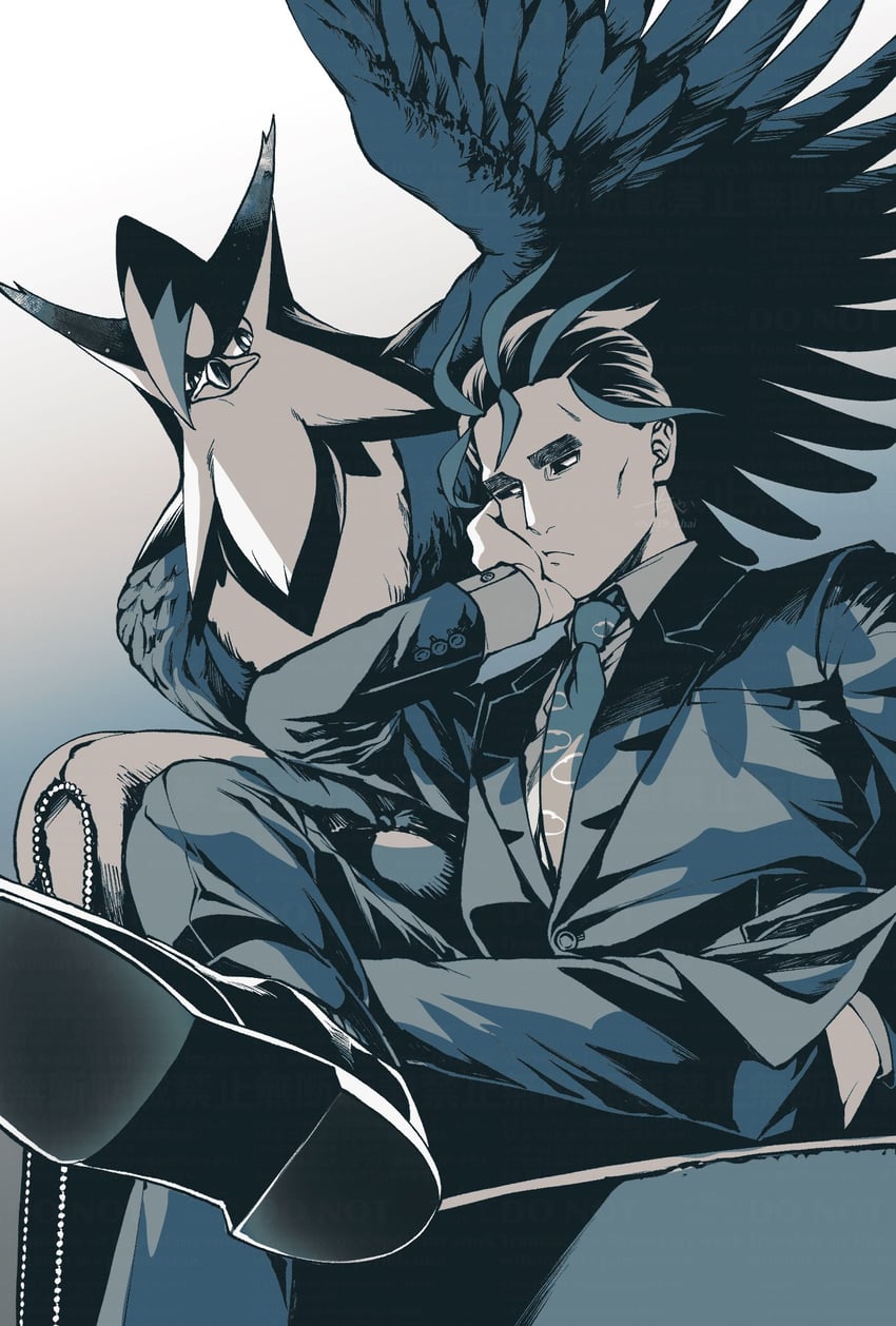 larry and staraptor (pokemon and 1 more) drawn by s039_chai