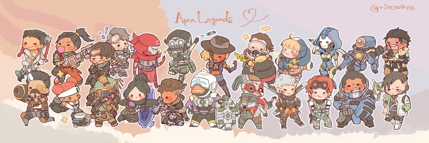 wattson, wraith, crypto, octane, valkyrie, and 20 more (apex legends and 1 more) drawn by ritsu_(riocurara)
