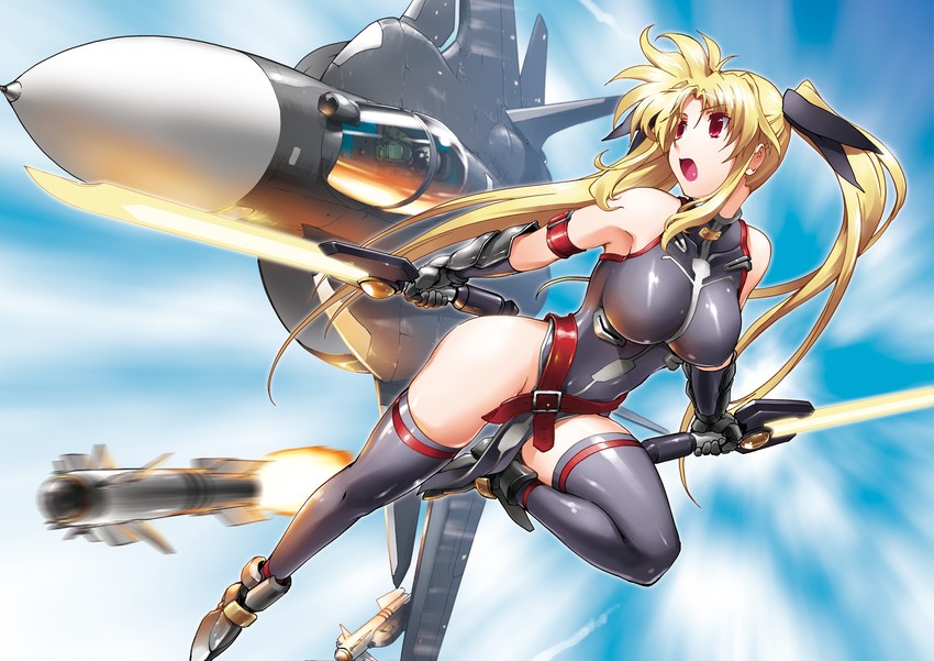 fate testarossa and bardiche (lyrical nanoha and 1 more) drawn by henshako