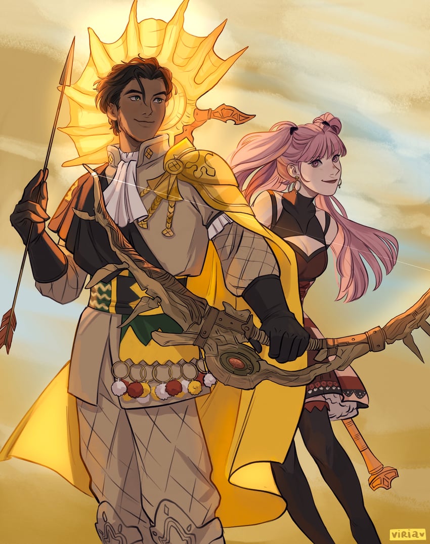 hilda valentine goneril and claude von riegan (fire emblem and 2 more) drawn by viria13