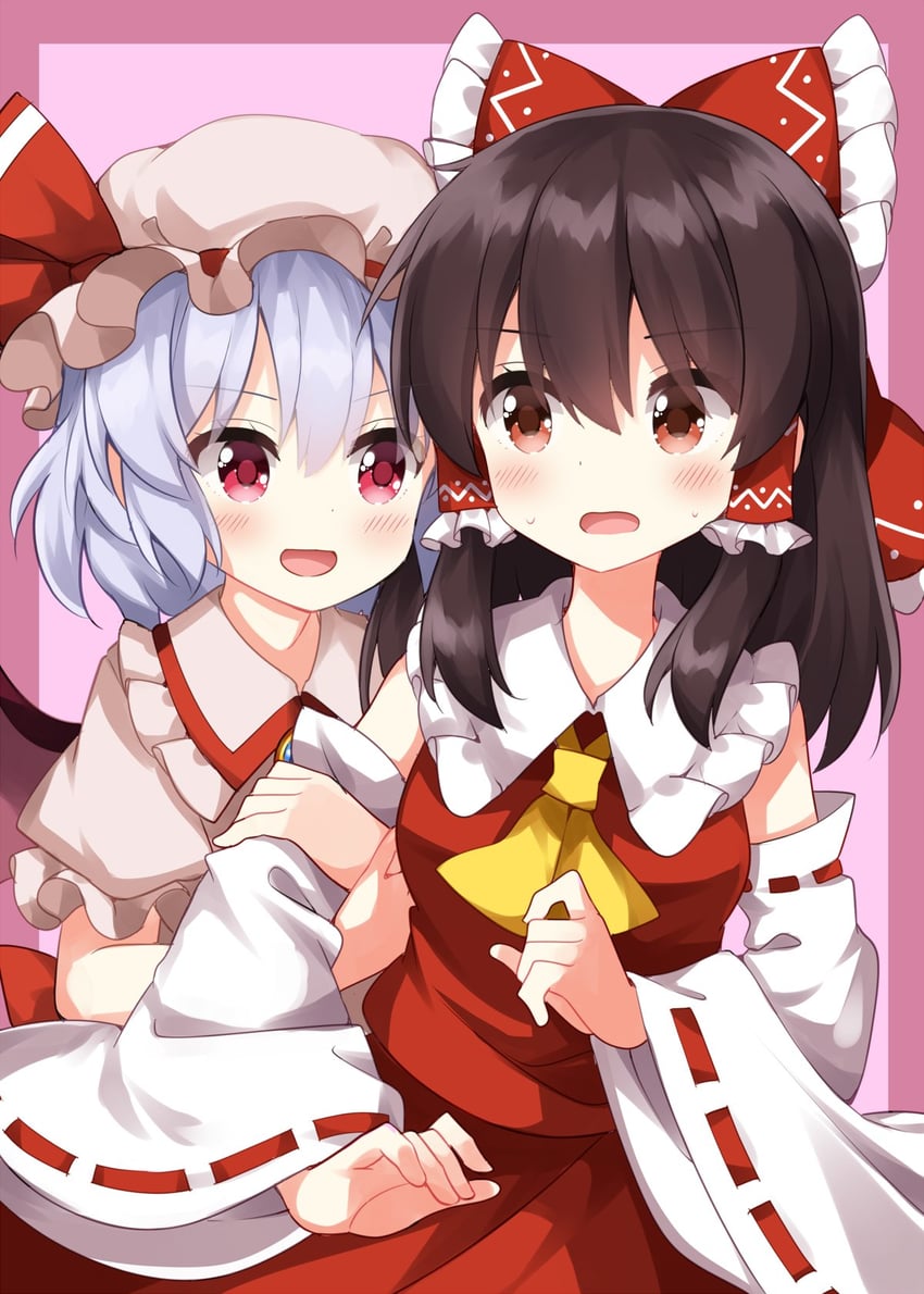 hakurei reimu and remilia scarlet (touhou) drawn by ruu_(tksymkw)