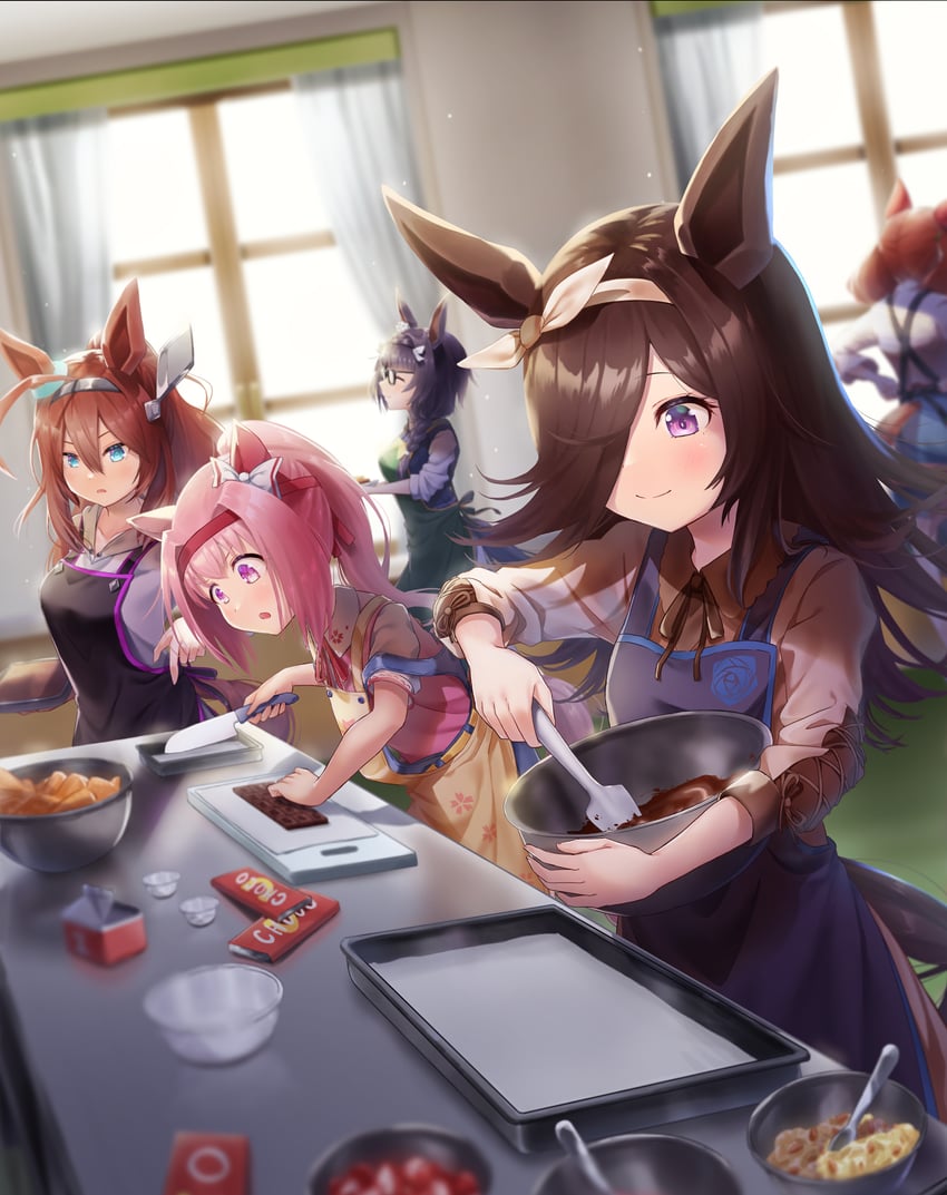 rice shower, nice nature, mihono bourbon, haru urara, and zenno rob roy (umamusume) drawn by reo-illust4696