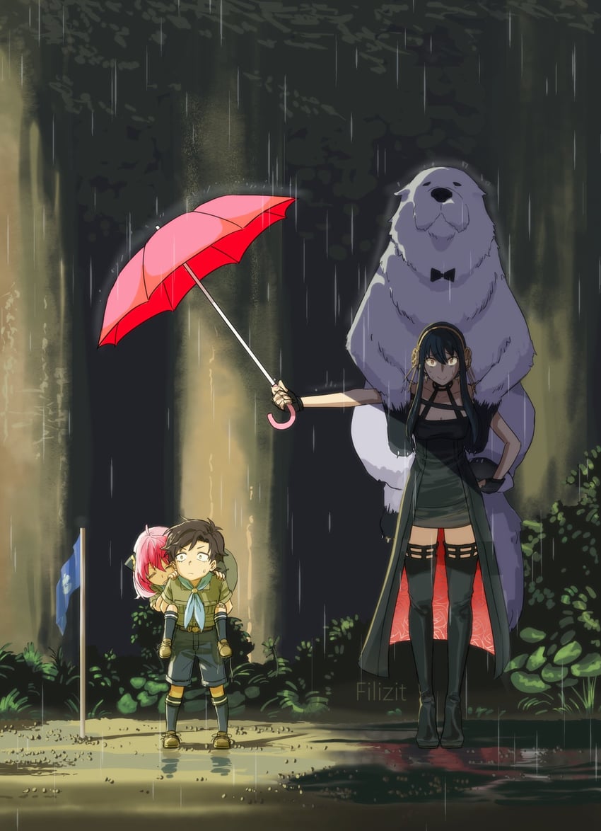 yor briar, anya, damian desmond, and bond (spy x family and 1 more) drawn by ariadusts