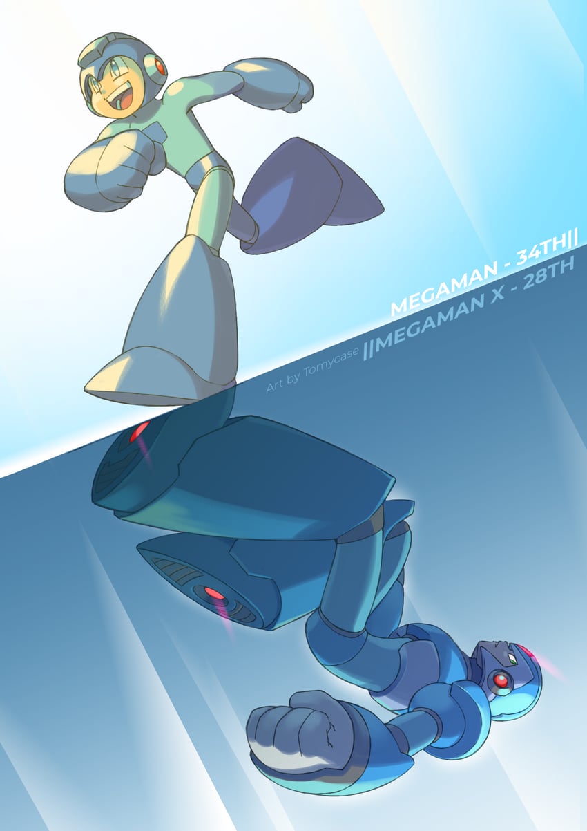 x and mega man (mega man and 1 more) drawn by tomycase