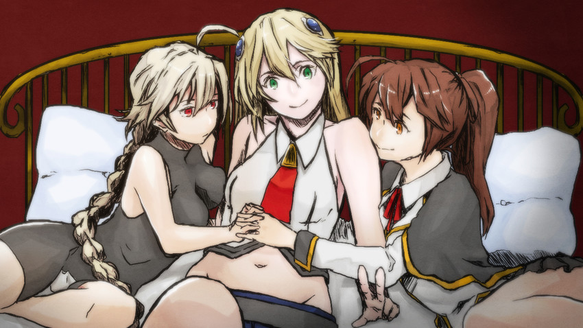 noel vermillion, lambda-11, and celica a. mercury (blazblue and 2 more) drawn by cryolite