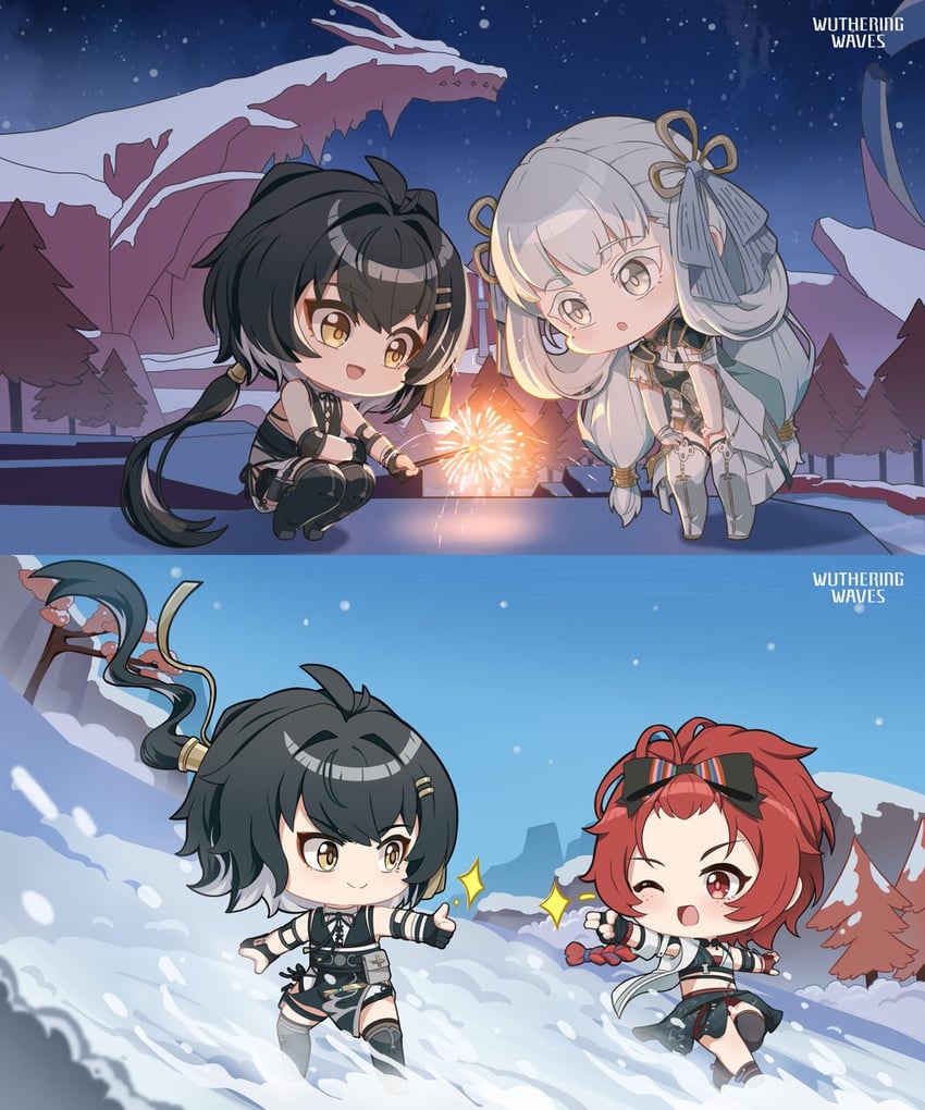 rover, female rover, jinhsi, and chixia (wuthering waves)