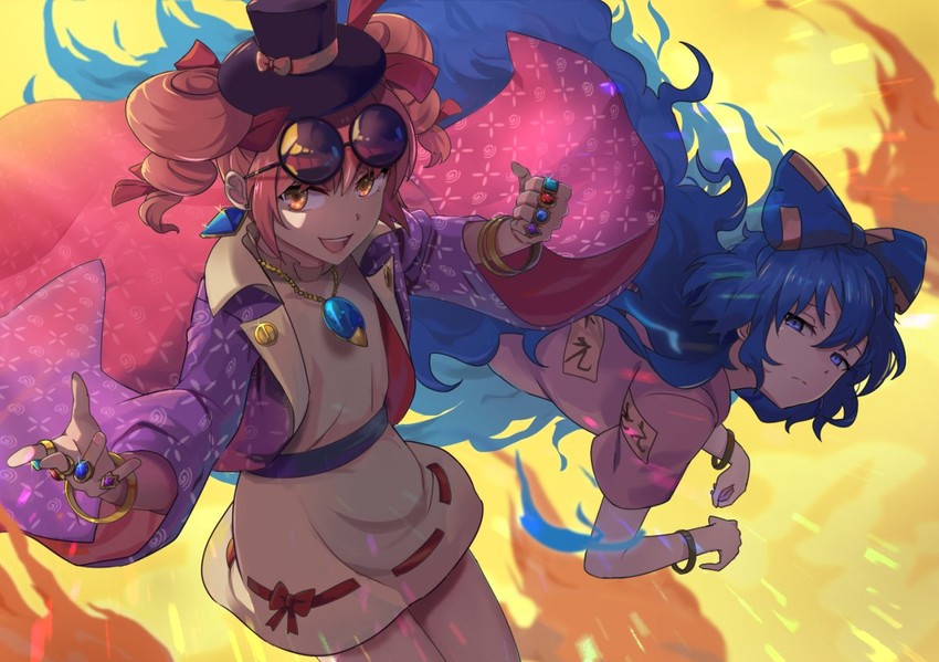 yorigami shion and yorigami jo'on (touhou) drawn by hsin