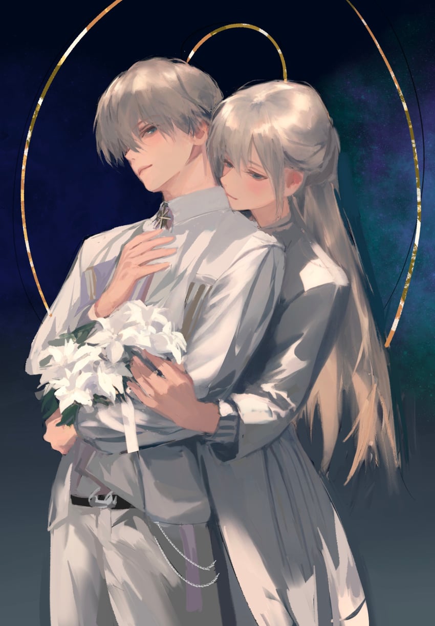 protagonist and xavier (love and deepspace) drawn by tanxianjia_xiaomao
