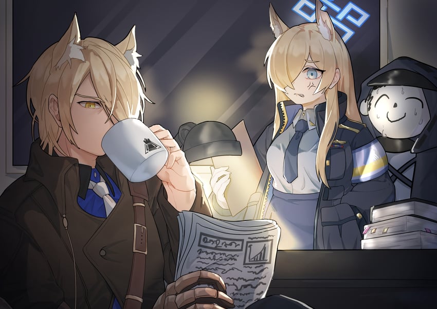 sensei, doodle sensei, doctor, kanna, male doctor, and 1 more (blue archive and 1 more) drawn by gurumarider(gr)
