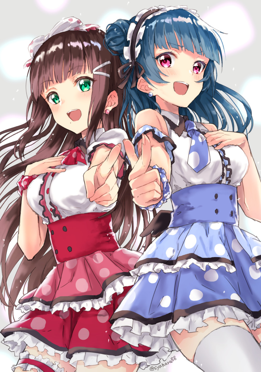 tsushima yoshiko and kurosawa dia (love live! and 1 more) drawn by sahara_(charlotte)