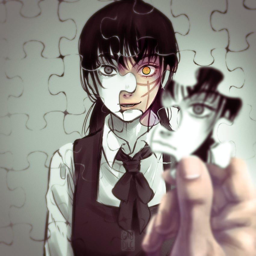 yoru and mitaka asa (chainsaw man) drawn by gabdlc