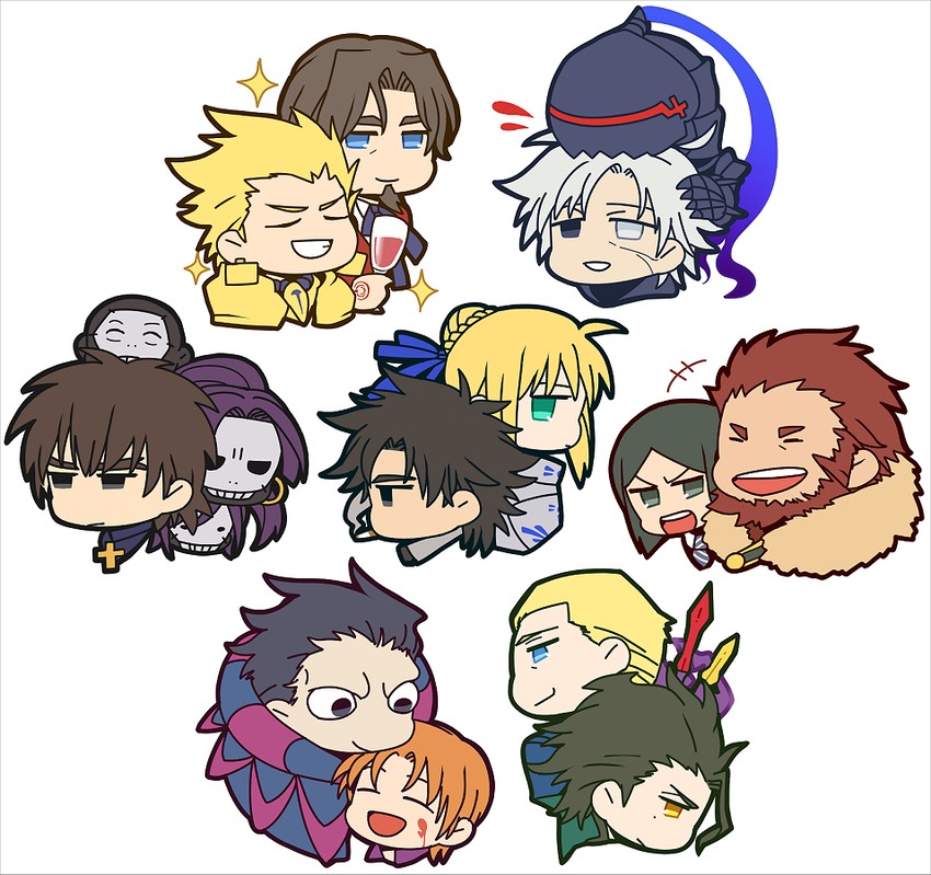 artoria pendragon, saber, gilgamesh, kotomine kirei, iskandar, and 11 more (fate and 1 more) drawn by zihad