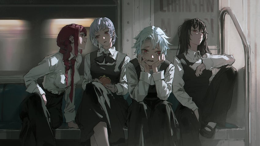 makima, yoru, fami, and famine devil (chainsaw man) drawn by dino_(dinoartforame)