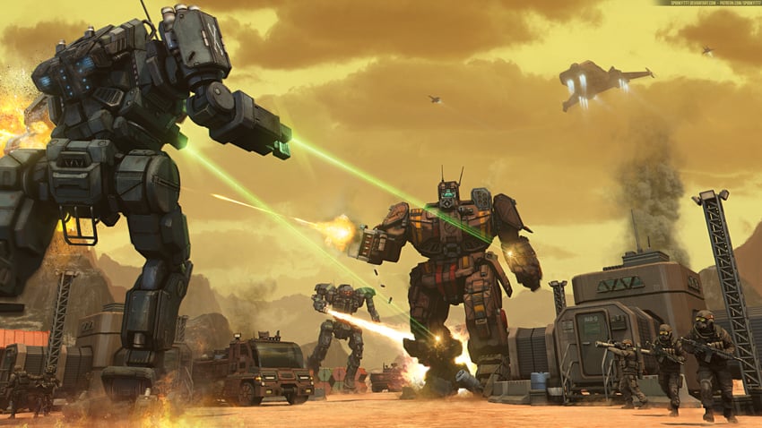 wolverine, vulcan, and firestarter (battletech) drawn by spooky777