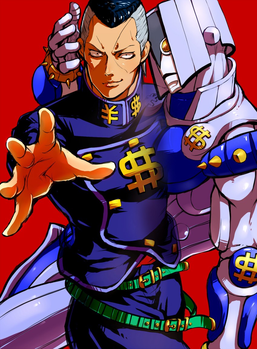 nijimura okuyasu and the hand (jojo no kimyou na bouken and 1 more) drawn by mugi_(mugi24)