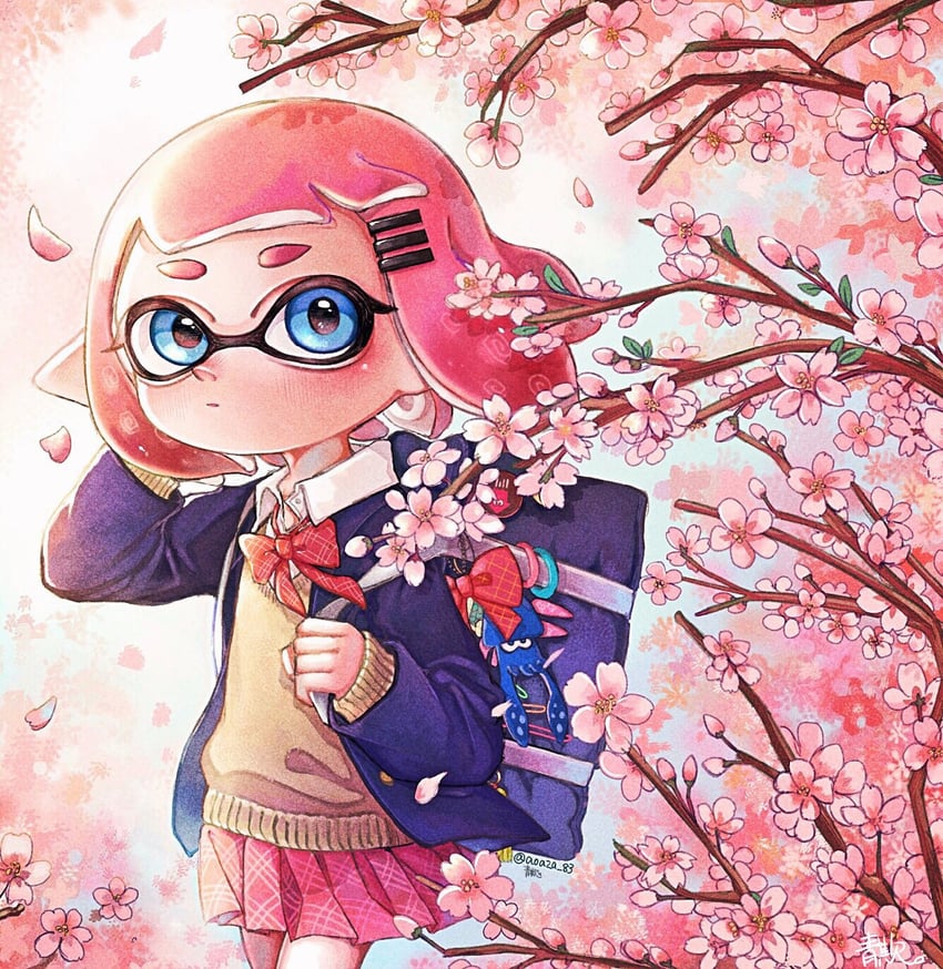 inkling player character and inkling girl (splatoon) drawn by aoaza_83