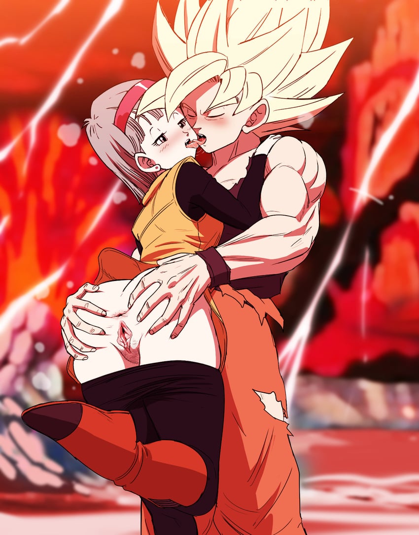son goku and bulma (dragon ball and 1 more) drawn by therappy